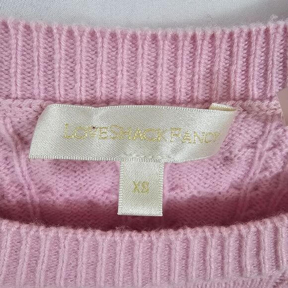 LoveShackFancy Calloway Crop Sweater in Pale Rose - Size XS - Picture 3 of 11